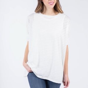 Ivory Shadow Stripe Boxy Tee